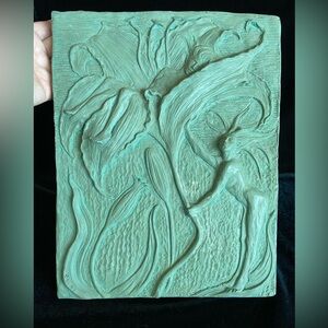 Decorative Relief Plaque Jugendstil Art Nouveau Female Fairies in Flowers Nude